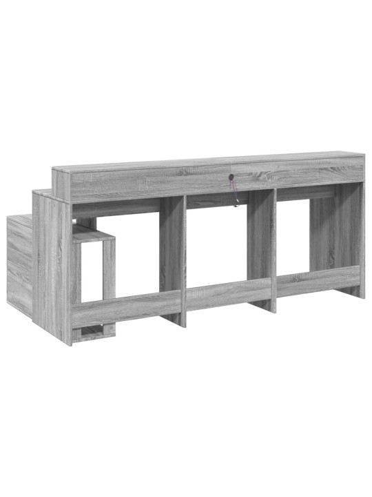 Psací stůl s led šedý sonoma 200 x 104 x 91 cm kompozitní dřevo