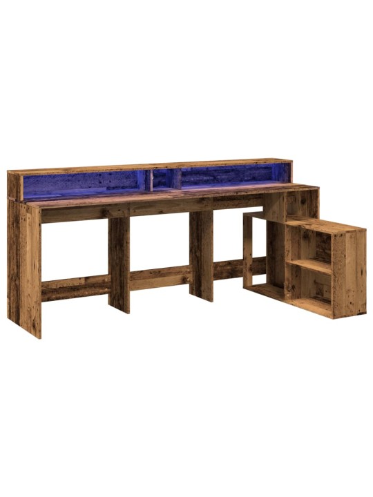 Psací stůl s led světly old wood 200x104x91 cm kompozitní dřevo