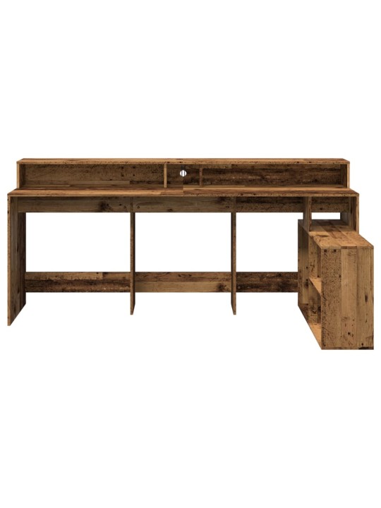 Psací stůl s led světly old wood 200x104x91 cm kompozitní dřevo