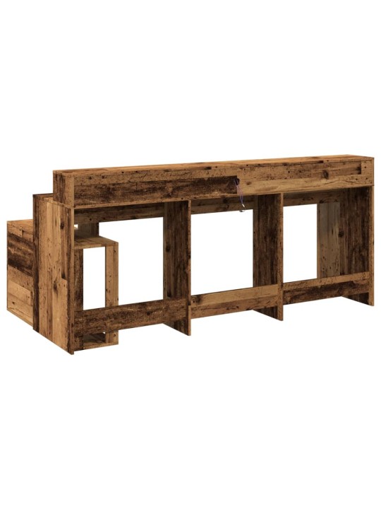 Psací stůl s led světly old wood 200x104x91 cm kompozitní dřevo