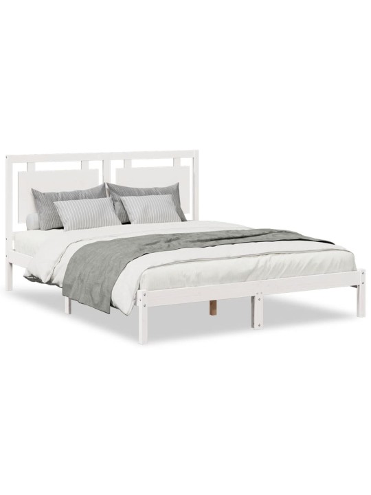 Prodloužený rám postele bez matrace bílý 140 x 210 cm masiv