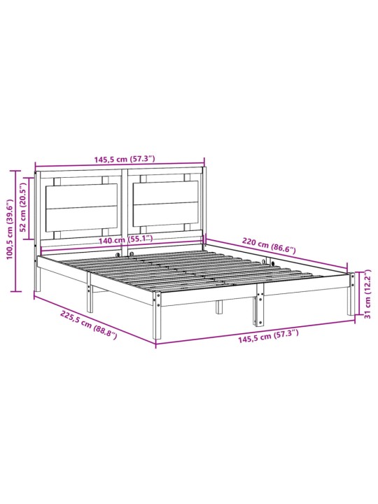 Prodloužený rám postele bez matrace bílý 140 x 220 cm masiv
