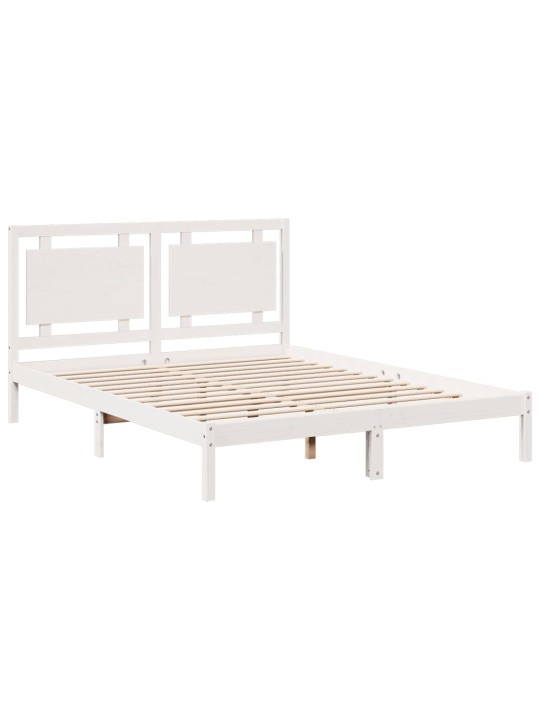 Prodloužený rám postele bez matrace bílý 160 x 220 cm masiv