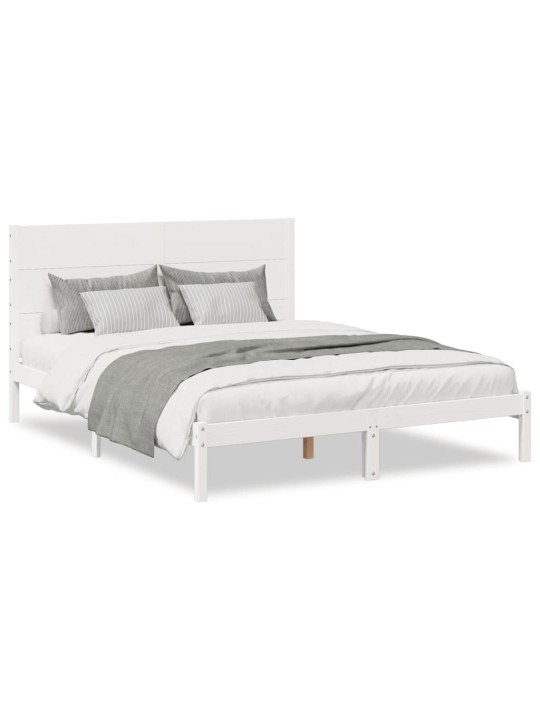 Prodloužený rám postele bez matrace bílý 140 x 210 cm masiv