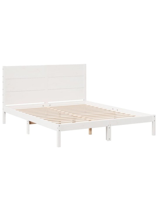 Prodloužený rám postele bez matrace bílý 140 x 210 cm masiv