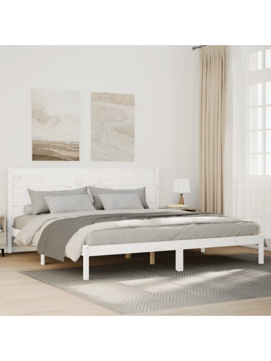 Prodloužený rám postele bez matrace bílý 140 x 210 cm masiv