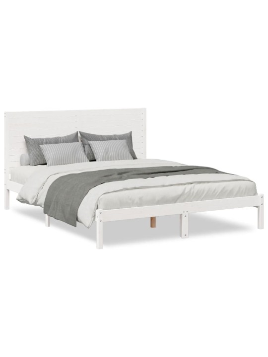 Prodloužený rám postele bez matrace bílý 160 x 210 cm masiv