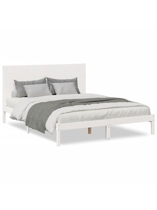 Prodloužený rám postele bez matrace bílý 160 x 220 cm masiv