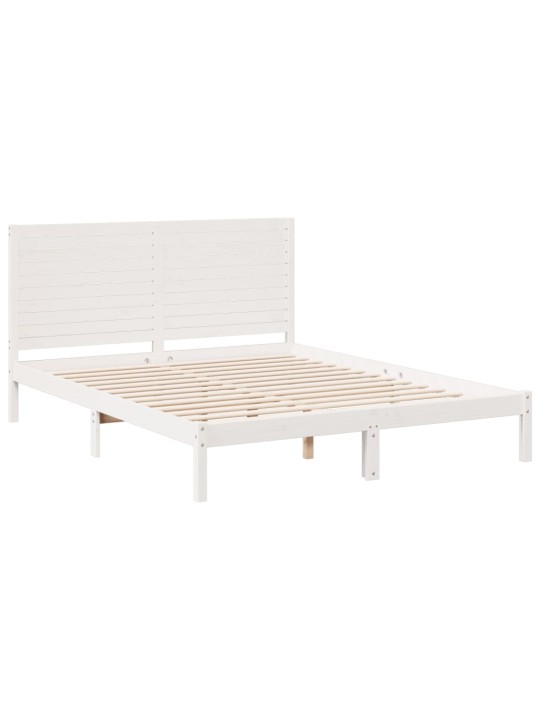 Prodloužený rám postele bez matrace bílý 160 x 220 cm masiv