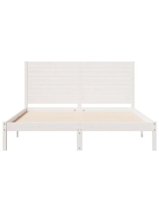 Prodloužený rám postele bez matrace bílý 160 x 220 cm masiv