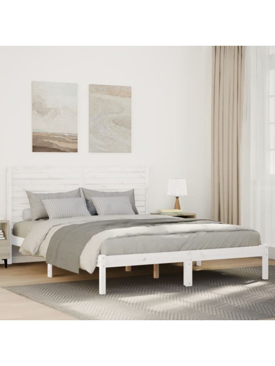 Prodloužený rám postele bez matrace bílý 160 x 220 cm masiv