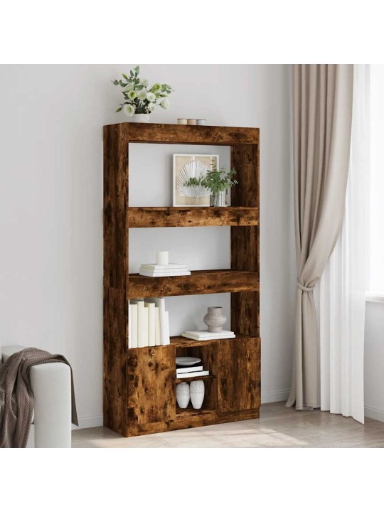 Skříň highboard kouřový dub 92 x 33 x 180 cm kompozitní dřevo