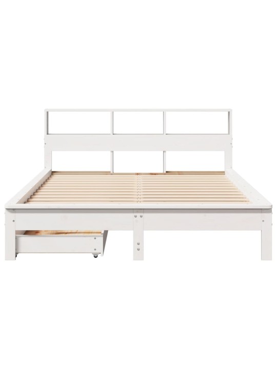 Postel s knihovnou bez matrace bílá 140x190 cm masivní borovice