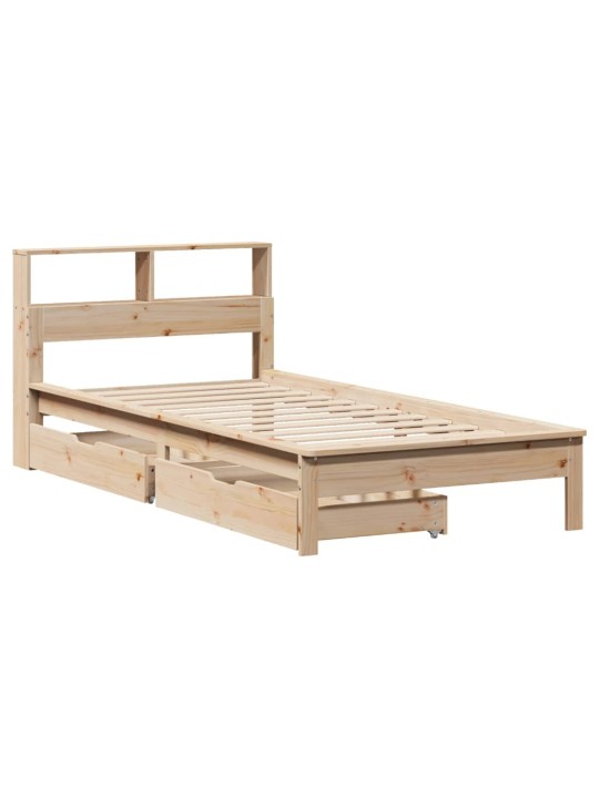 Postel s knihovnou bez matrace 90 x 190 cm masivní borovice