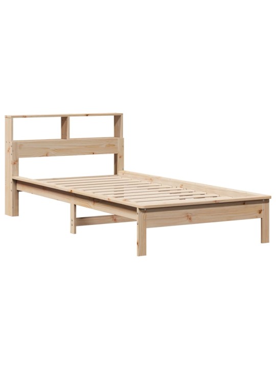 Postel s knihovnou bez matrace 90 x 190 cm masivní borovice