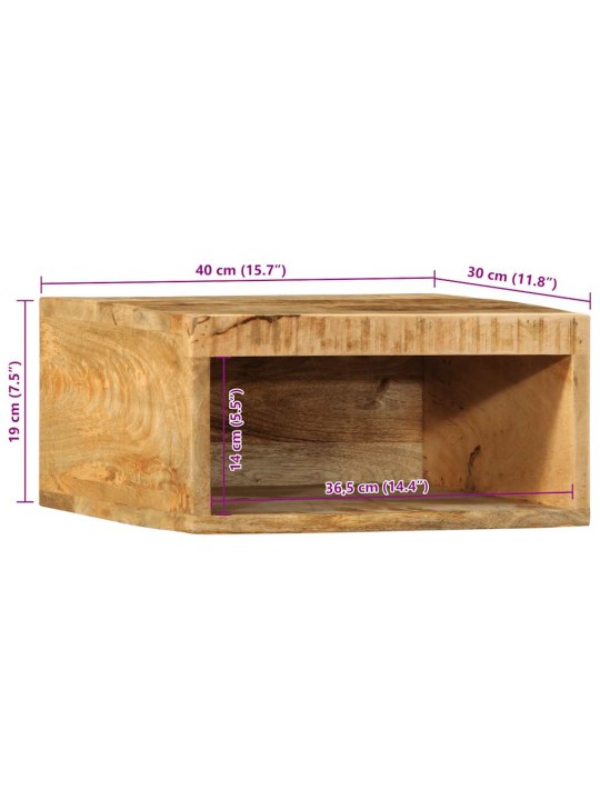Nástěnná TV skříňka 40 x 30 x 19 cm masivní hrubý mangovník