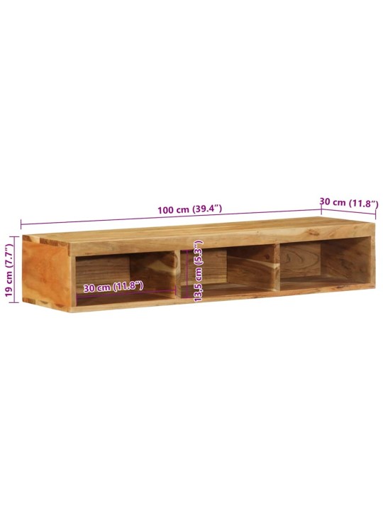Nástěnná tv skříňka 100 x 30 x 19 cm masivní akáciové dřevo