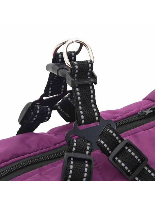 Bunda pro psa s postrojem nepromokavá reflexní fialová L52