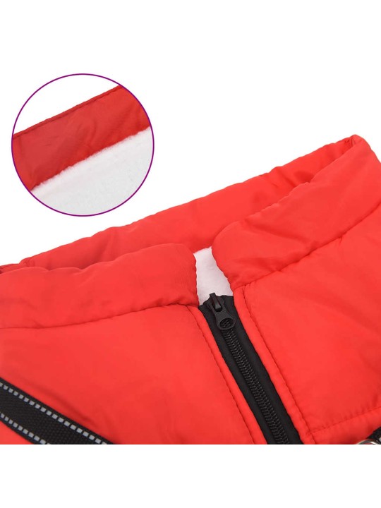Bunda pro psa s postrojem nepromokavá reflexní červená L44