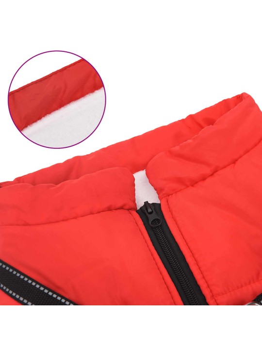 Bunda pro psa s postrojem nepromokavá reflexní červená L48