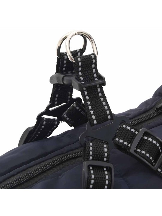 Bunda pro psa s postrojem nepromokavá reflexní tmavě modrá L48