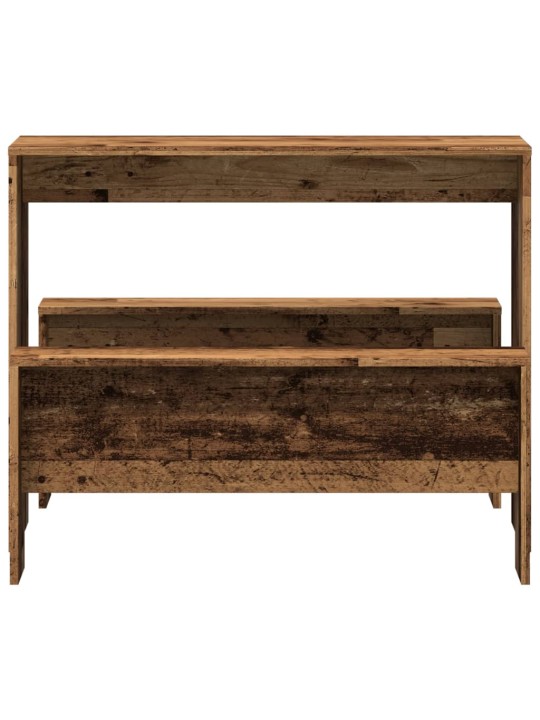 3dílná sada jídelního stolu a lavic old wood kompozitní dřevo