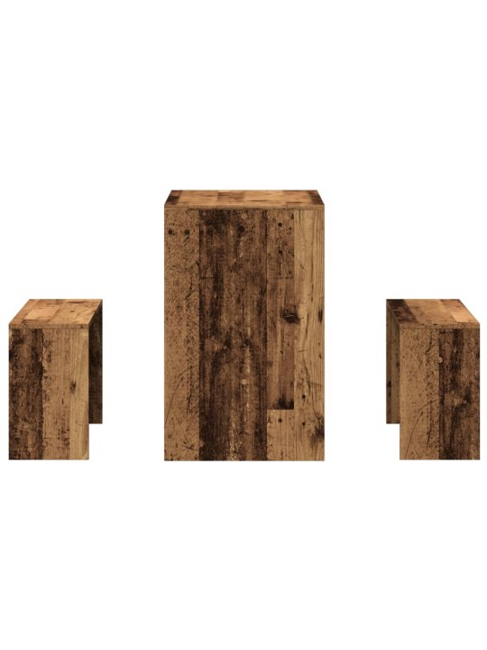 3dílná sada jídelního stolu a lavic old wood kompozitní dřevo