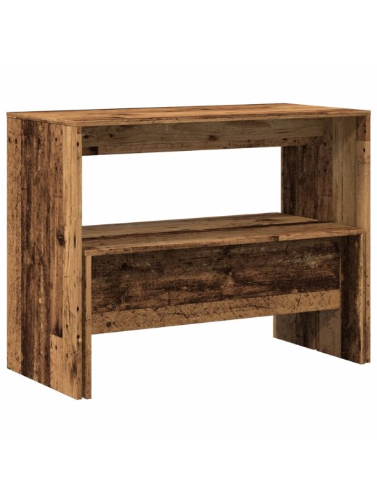 3dílná sada jídelního stolu a lavic old wood kompozitní dřevo