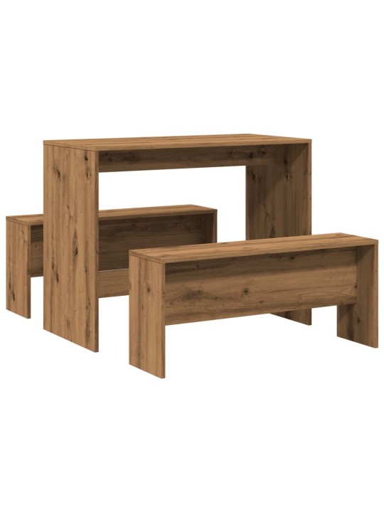 3dílná sada jídelního stolu a lavic dub artisan kompozit