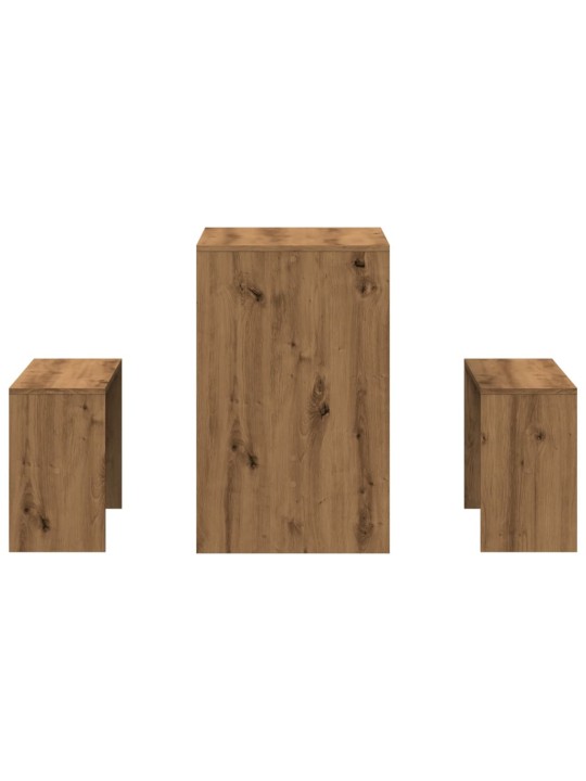 3dílná sada jídelního stolu a lavic dub artisan kompozit