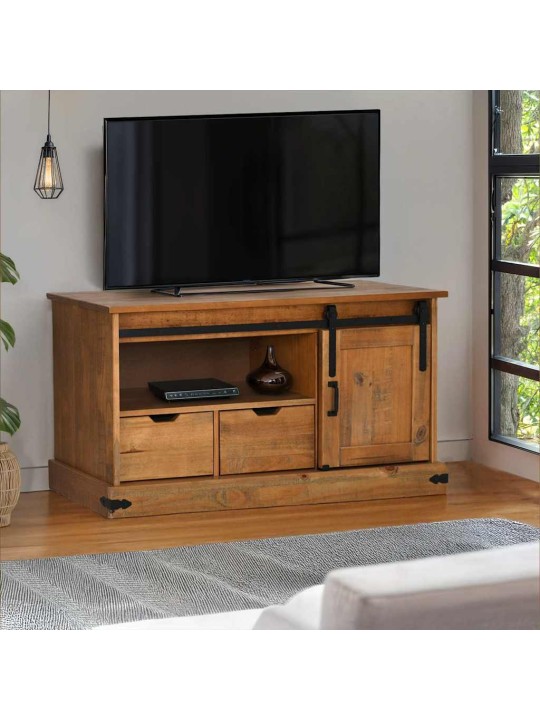 Tv skříňka halden s posuvnými dveřmi 110x40x60 cm masivní dřevo