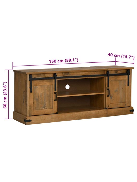 Tv skříňka halden 2 posuvné dveře 150x40x60 cm masivní dřevo