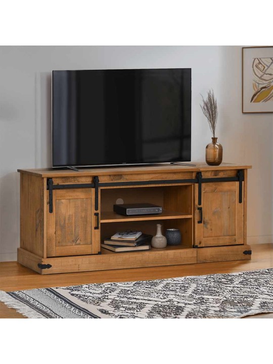 Tv skříňka halden 2 posuvné dveře 150x40x60 cm masivní dřevo