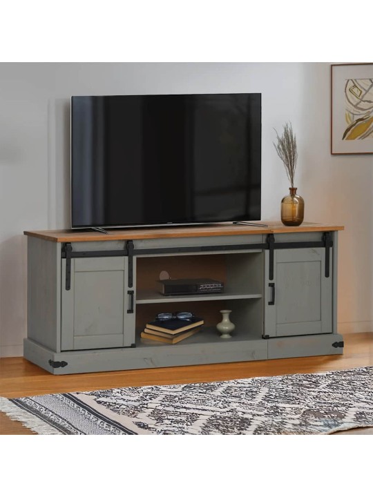 Tv skříňka halden 2 posuvné dveře šedá 150x40x60 cm masiv