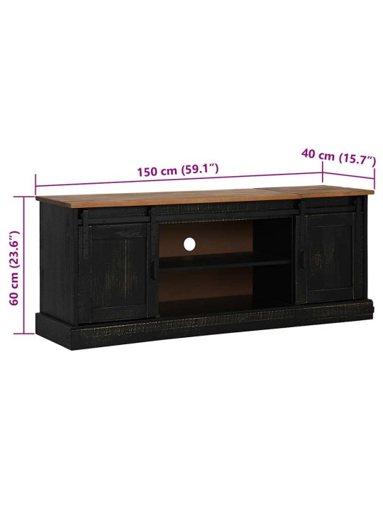 Tv skříňka halden 2 posuvné dveře černá 150x40x60 cm masiv