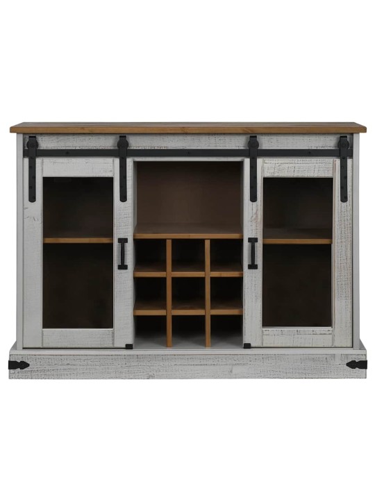 Příborník halden 2 posuvné dveře bílý 112x40x80cm masivní dřevo
