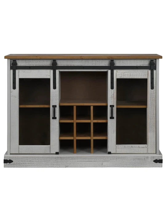Příborník halden 2 posuvné dveře bílý 112x40x80cm masivní dřevo