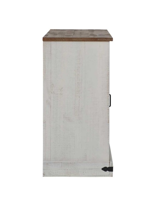 Příborník halden 2 posuvné dveře bílý 112x40x80cm masivní dřevo