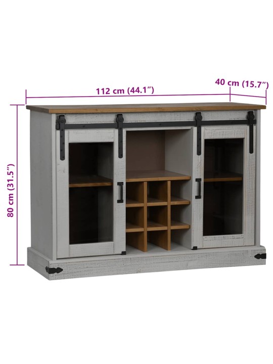 Příborník halden 2 posuvné dveře bílý 112x40x80cm masivní dřevo