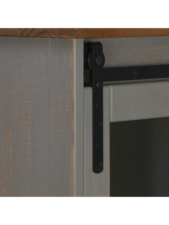 Příborník halden 2 posuvné dveře šedý 112x40x80cm masivní dřevo