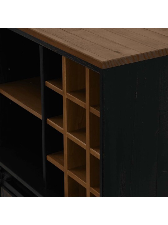 Vinotéka halden se stojany na víno posuvnými dveřmi black pine