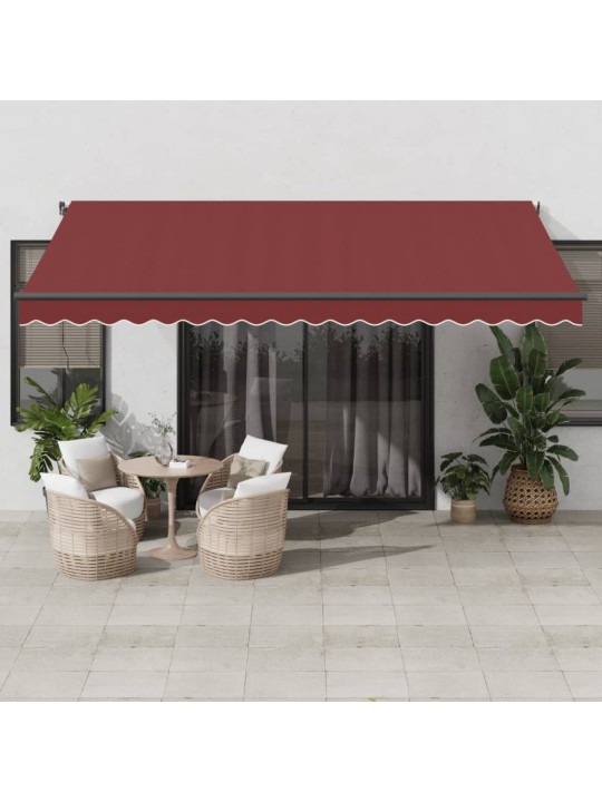 Automatická zatahovací markýza s LED burgundská 450 x 300 cm