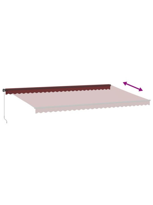 Ručně zatahovací markýza s LED světly burgundská 600 x 300 cm