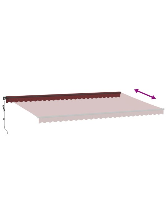 Automatická zatahovací markýza s LED burgundská 600 x 300 cm