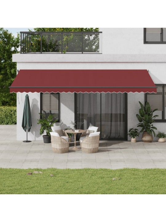 Automatická zatahovací markýza s LED burgundská 600 x 300 cm