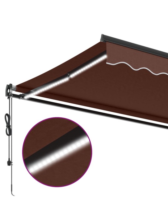 Automatická zatahovací markýza s LED světly hnědá 450 x 300 cm