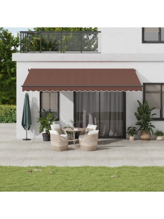 Automatická zatahovací markýza s LED světly hnědá 500 x 300 cm