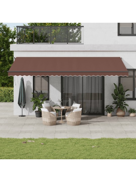 Automatická zatahovací markýza s LED světly hnědá 600 x 300 cm