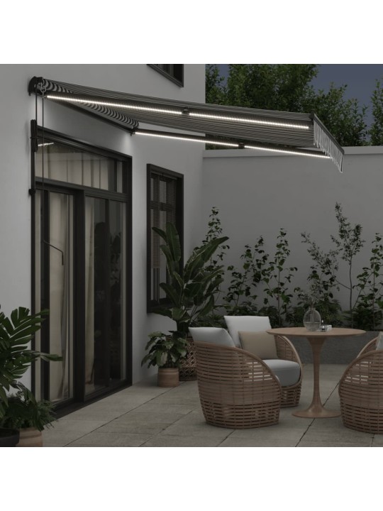 Automatická zatahovací markýza s led antracit a bílá 300x250 cm