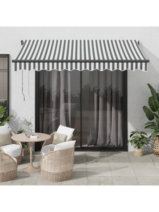 Automatická zatahovací markýza s led antracit a bílá 300x250 cm